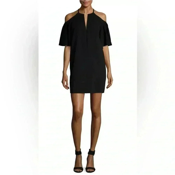 Rachel Zoe Andrea Cold Shoulder Black Mini Shift Dress Women’s Size 2 NWT - Picture 1 of 15